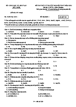 Đề thi thử Tốt nghiệp THPT môn Hóa học - Mã đề 220 - Năm học 2020-2021 - Sở giáo dục và đào tạo Bắc Ninh (Có đáp án)